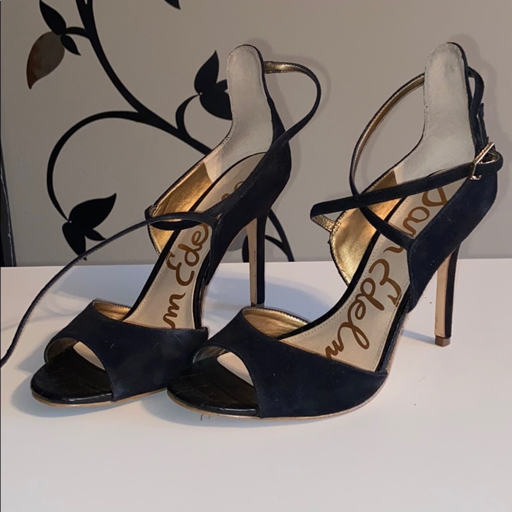 Black open toe heels
